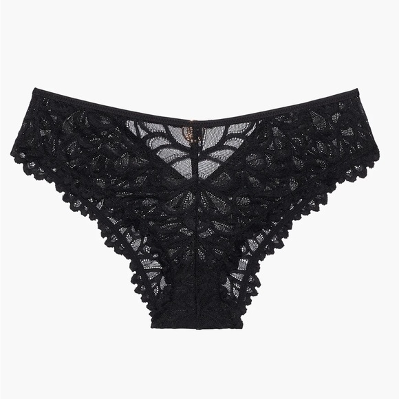 Savage X Fenty Black Caviar Savage Not Sorry Lace Cheeky Panty with Medallion - Picture 1 of 11